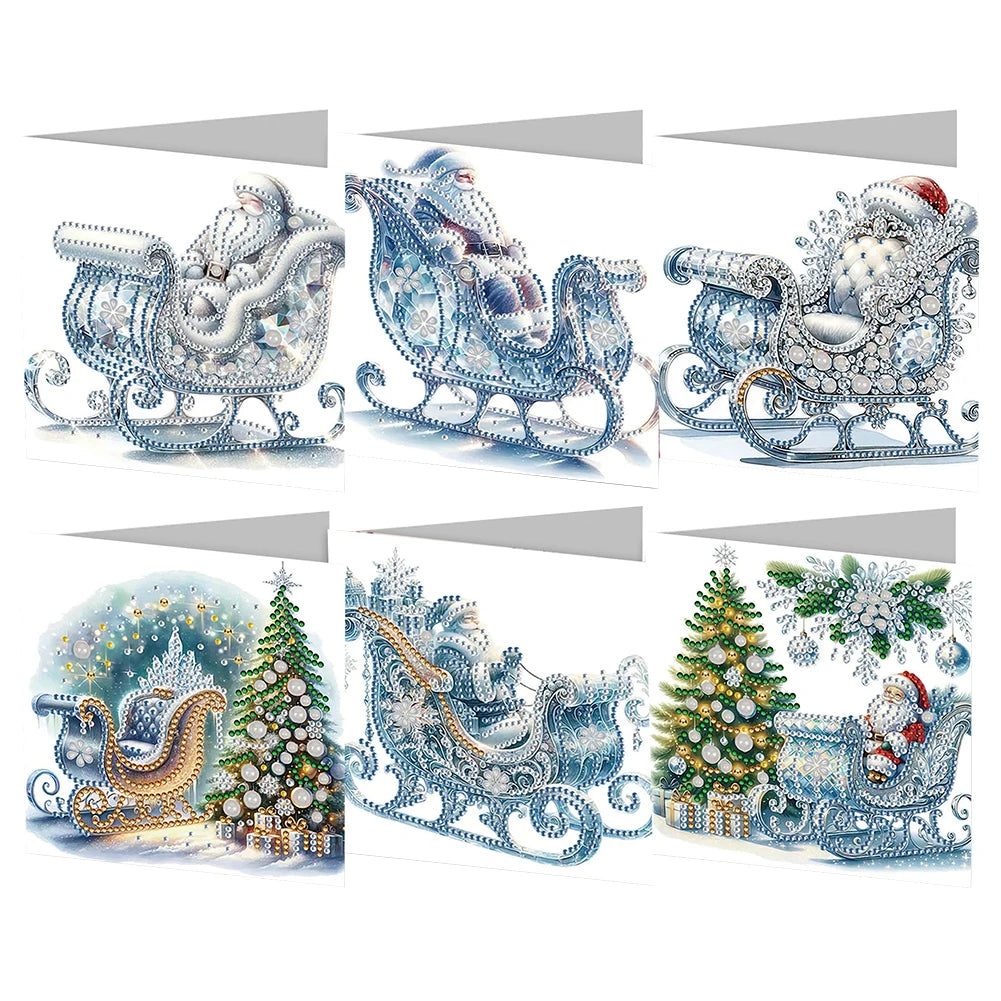 4/6/12pcs Diamond Painting Greeting Card 5D Christmas Mosaic Thank You Card Birthday Gift