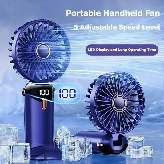 1800mAh USB Rechargeable Handheld Foldable Fan 5 Speed