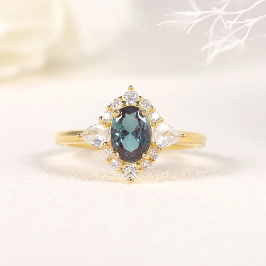 Gems Ballet Oval 5x7 Alexandrite Ring 925 Sterling Silver