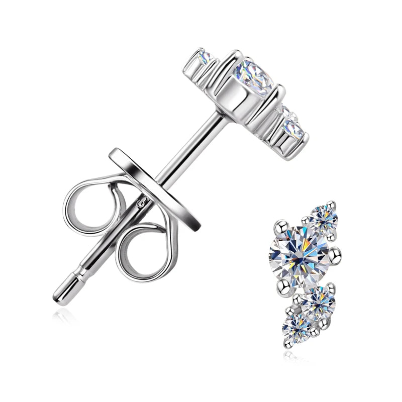 OXTAO 925 Silver Moissanite D Color Mini MoissaniteStud Earrings