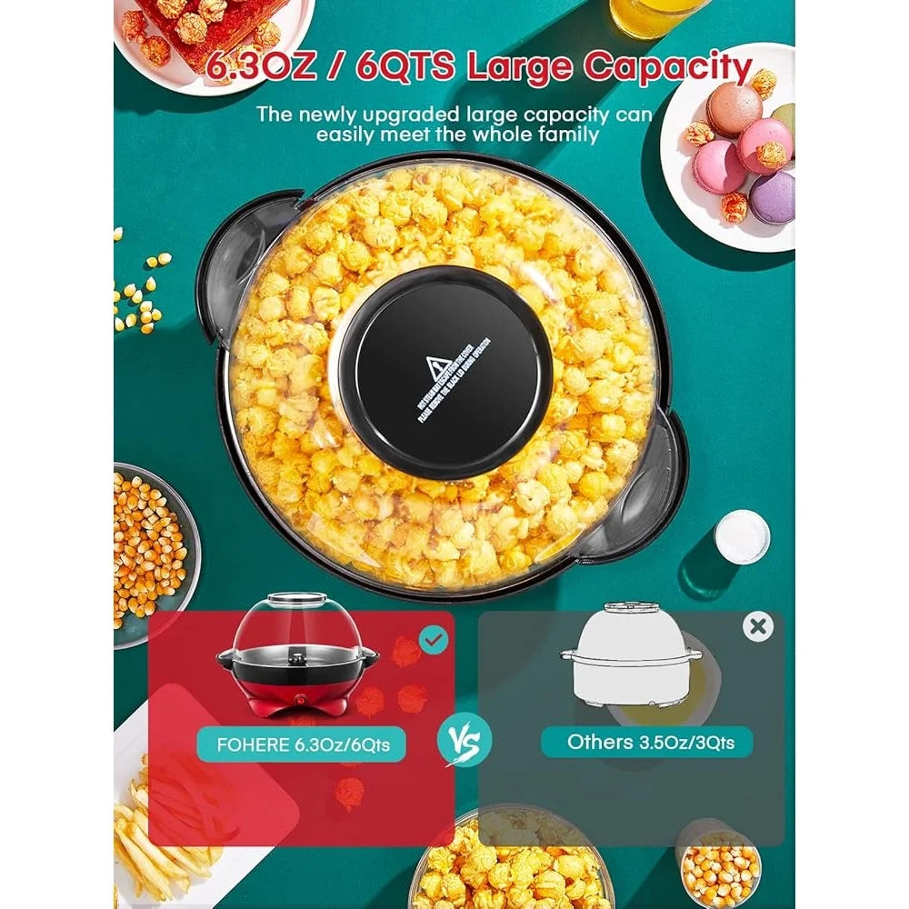 Electric Popcorn Machine 6 Qt Hot Oil Popper With Stirring