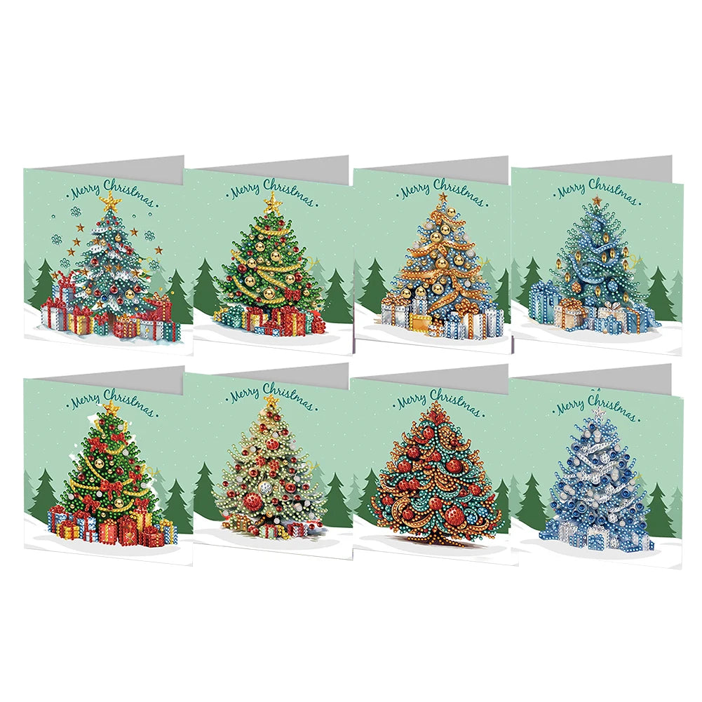 4/6/12pcs Diamond Painting Greeting Card 5D Christmas Mosaic Thank You Card Birthday Gift