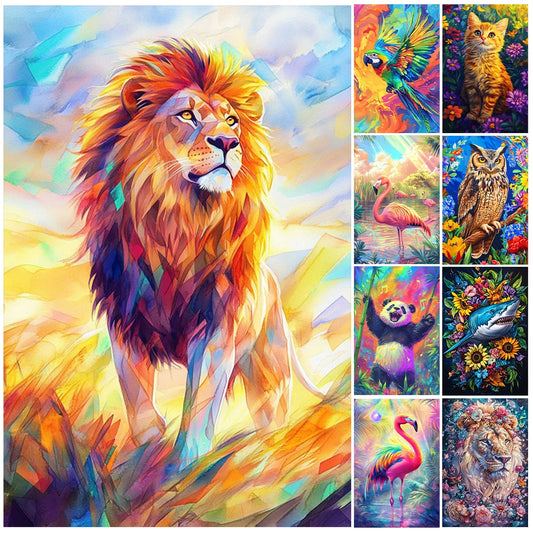 5D DIY Full Round Drill Diamond Painting Animal Kit Home Decor Art Craft 40x60cm