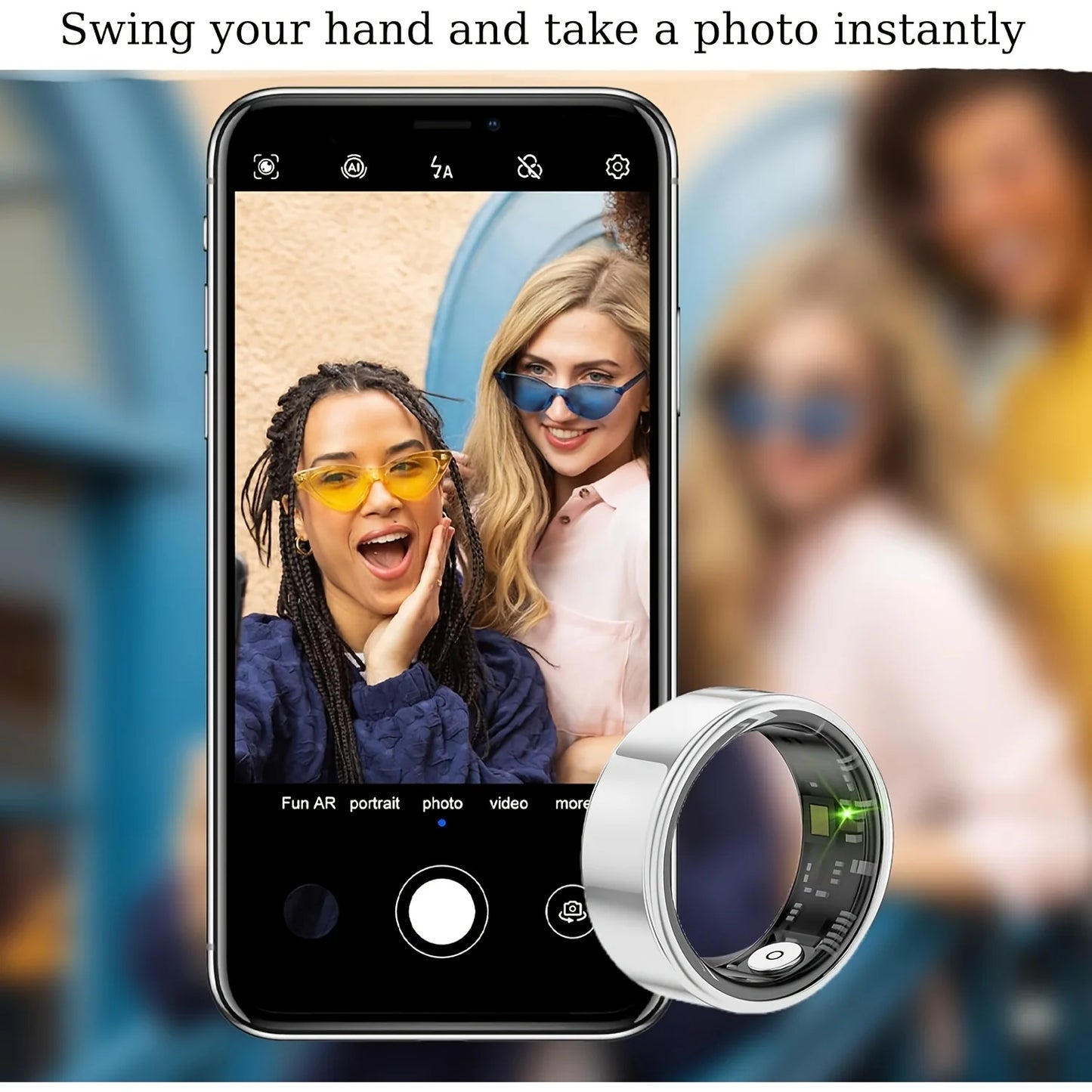 Smart Ring Sleep Tracking Motion Monitoring Compatible with iPhone and Android Smart Gift for Women and Men