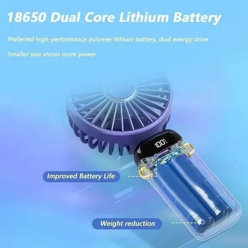1800mAh USB Rechargeable Handheld Foldable Fan 5 Speed