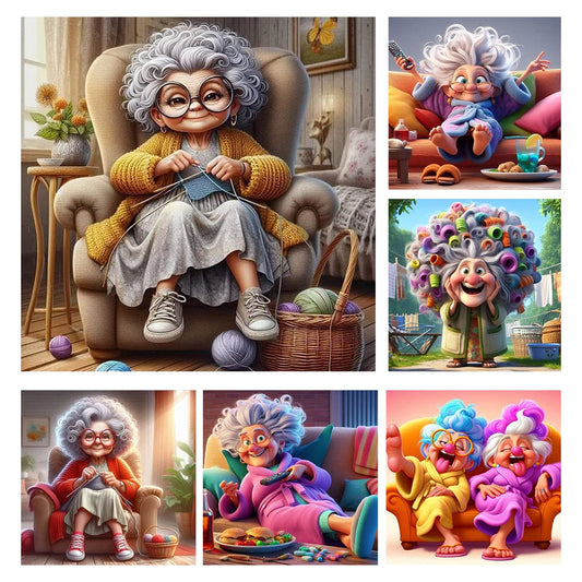 5D DIY Full Round Diamond Painting Grandma Kit Home Decor