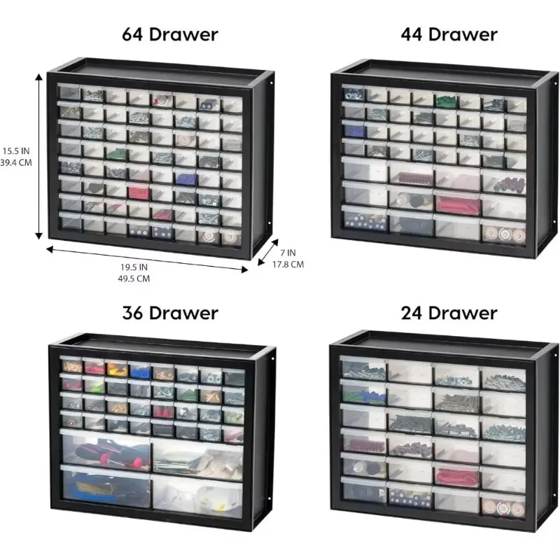 64 Drawer Parts Cabinet Plastic Organizer For Hardware Tools