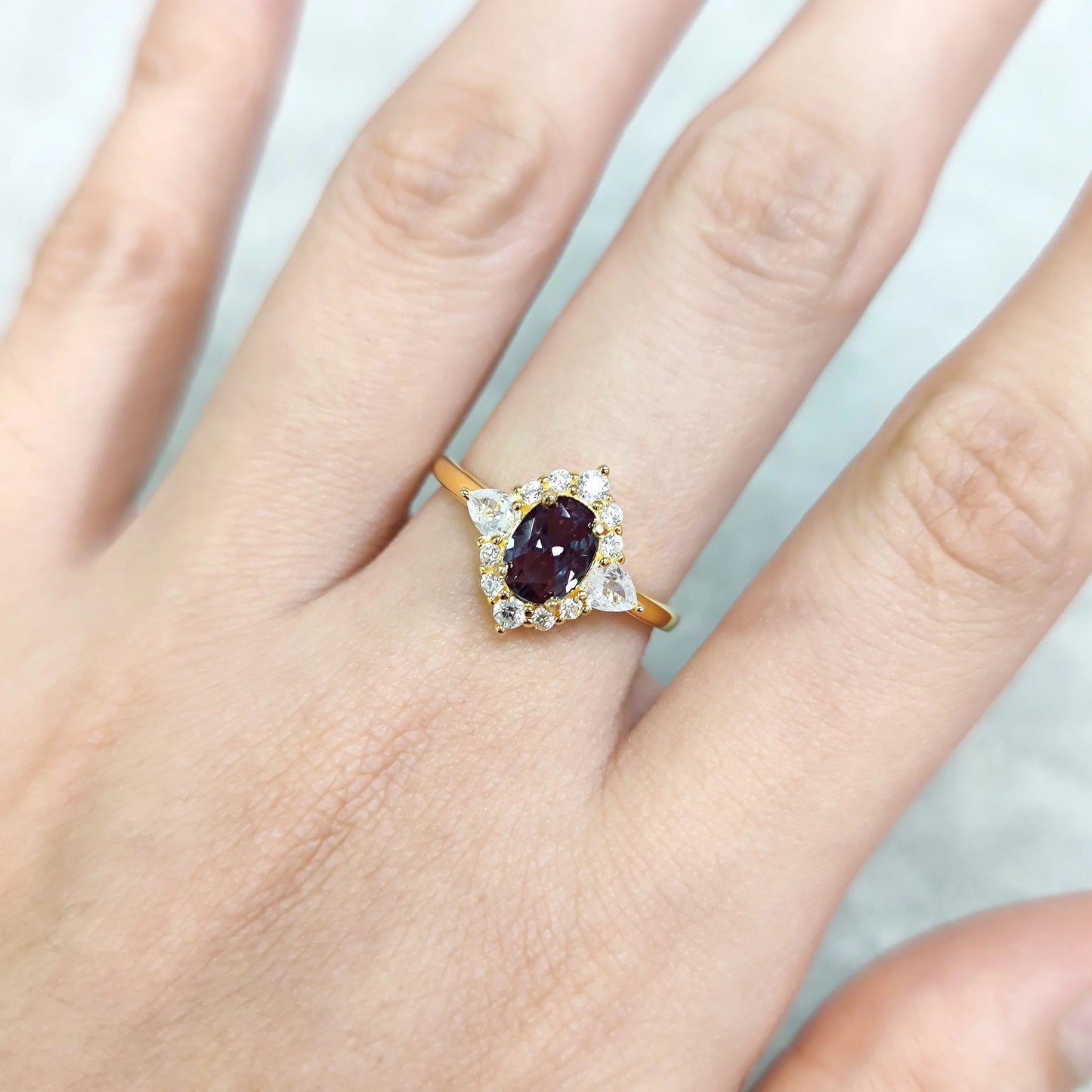 Gems Ballet Oval 5x7 Alexandrite Ring 925 Sterling Silver