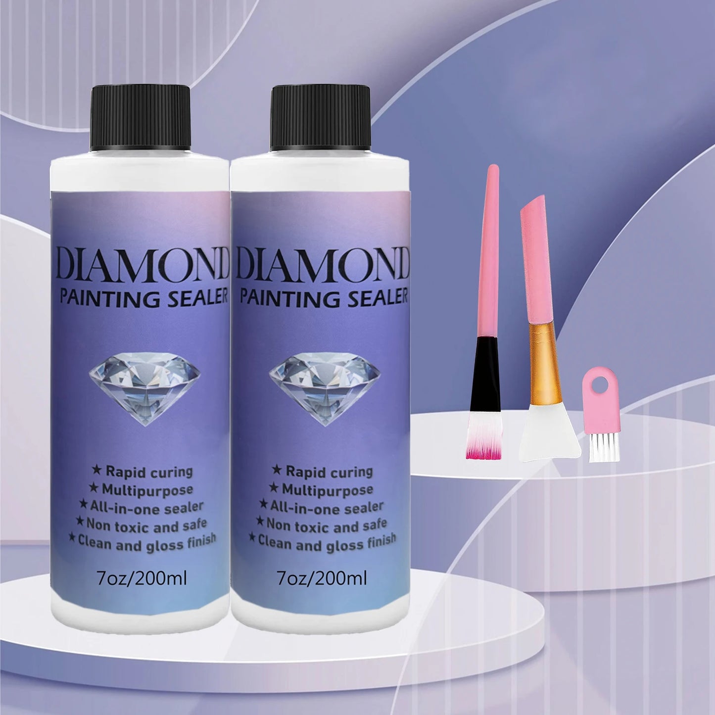 60ML/120ML/200ML Diamond Painting Sealer with 3 Pcs Brushes Diamond Painting Glue Permanent Hold & Shine Effect Sealer Puzzle