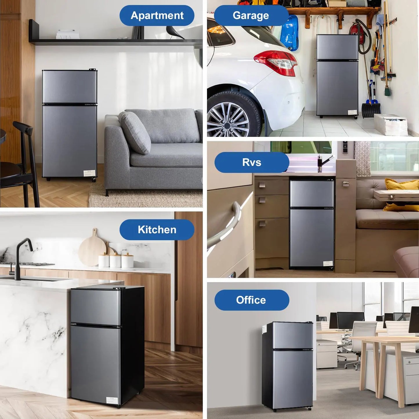Mini Fridge With Freezer 2.9 Cu Ft Double Door Energy Saving