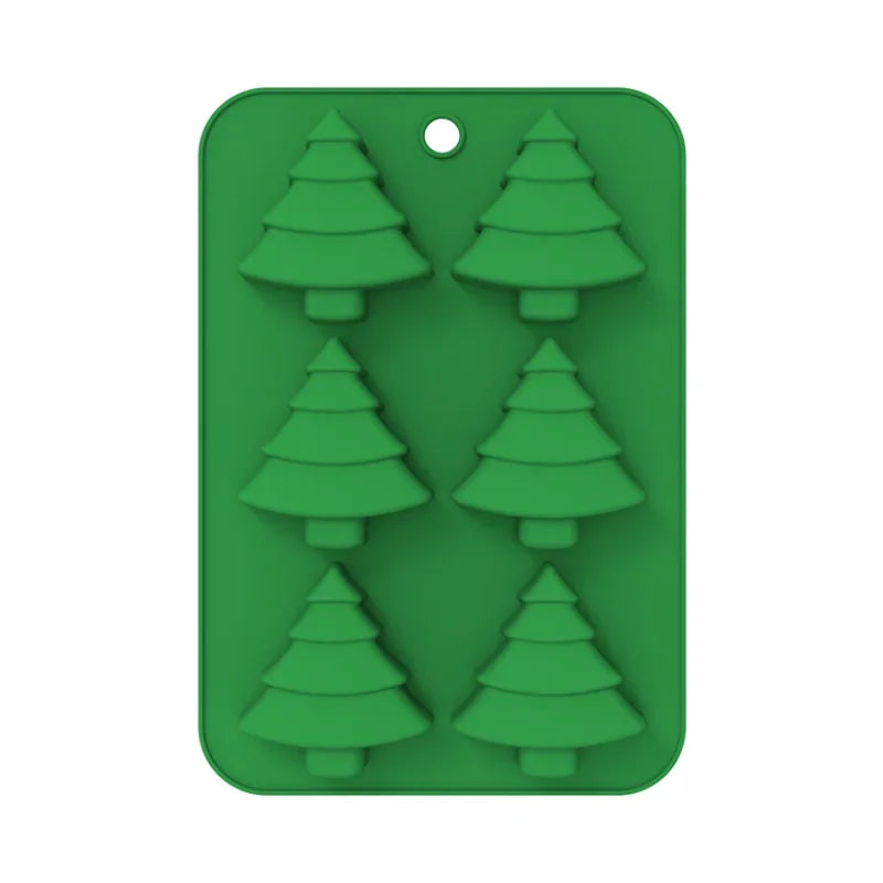 3D Christmas Tree Silicone Baking Mold DIY 6-Cavity Xmas Mousse Fondant Mould Cake Decorating Tools for Kitchen Accessories