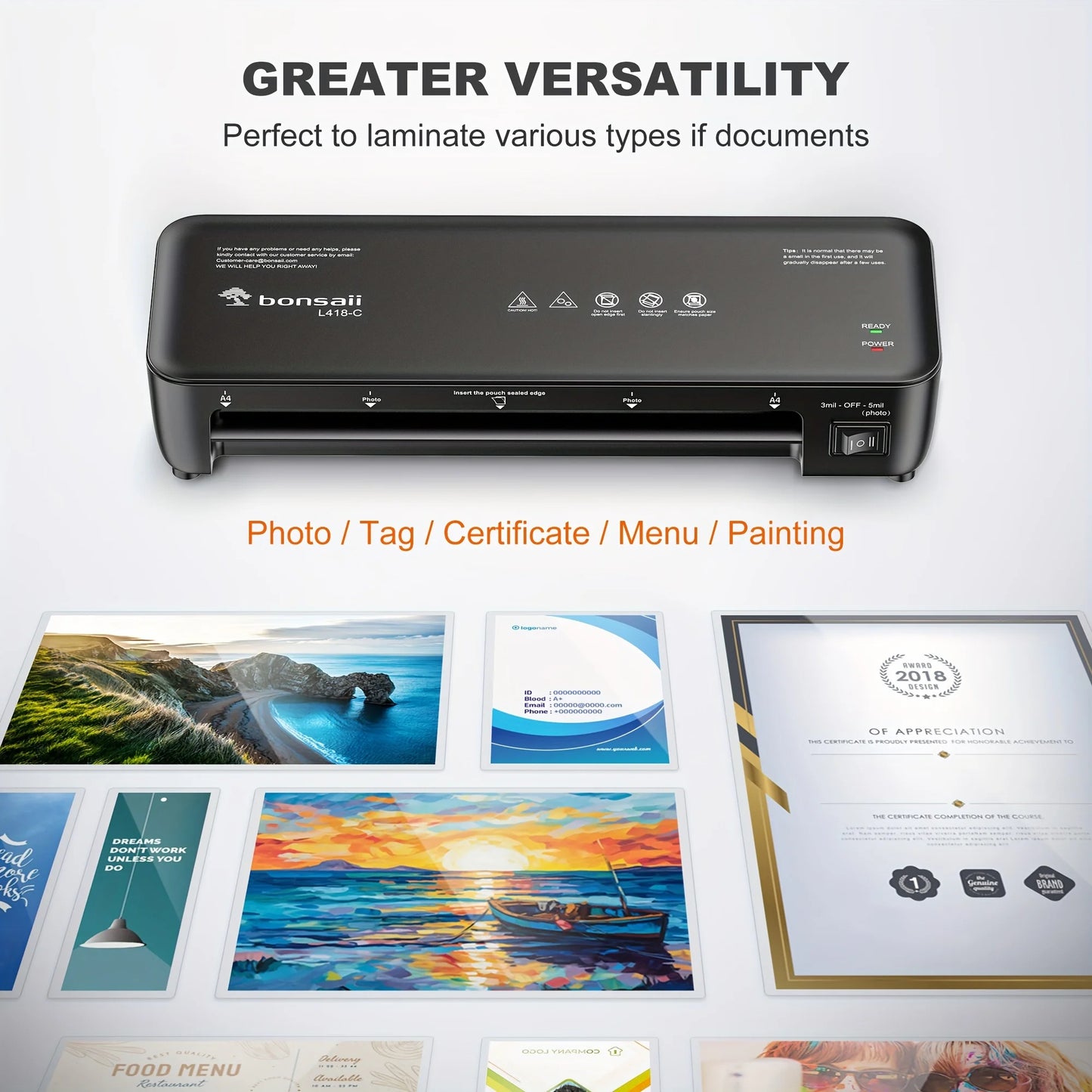 BONSAII 9" 4-in-1 Laminator with Never Jam Tech for Home