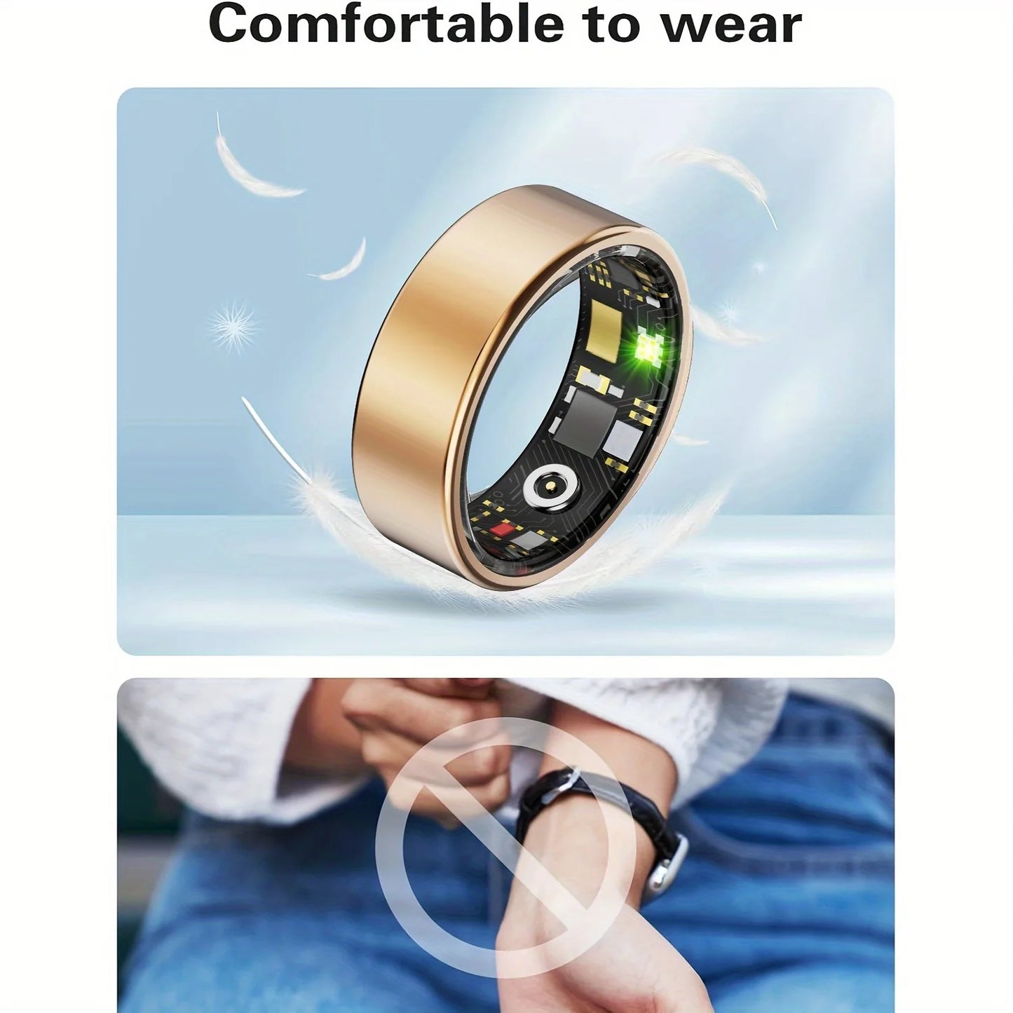 Smart Ring Sleep Tracking Motion Monitoring Compatible with iPhone and Android Smart Gift for Women and Men
