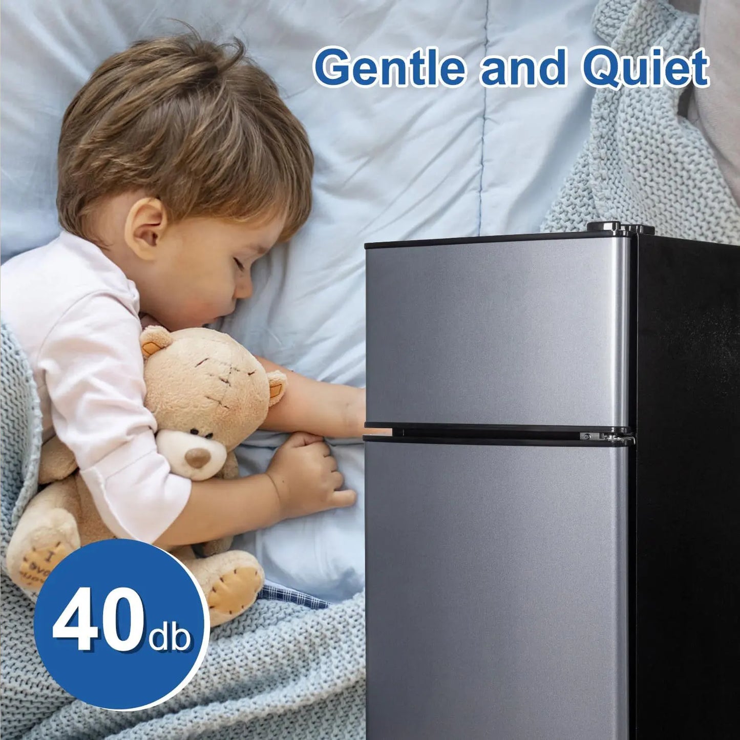 Mini Fridge With Freezer 2.9 Cu Ft Double Door Energy Saving