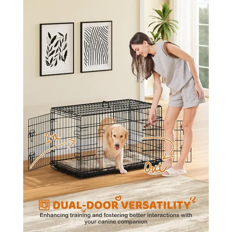 42 Inch Dog Crate Double Door Dog Crate with Dividers
