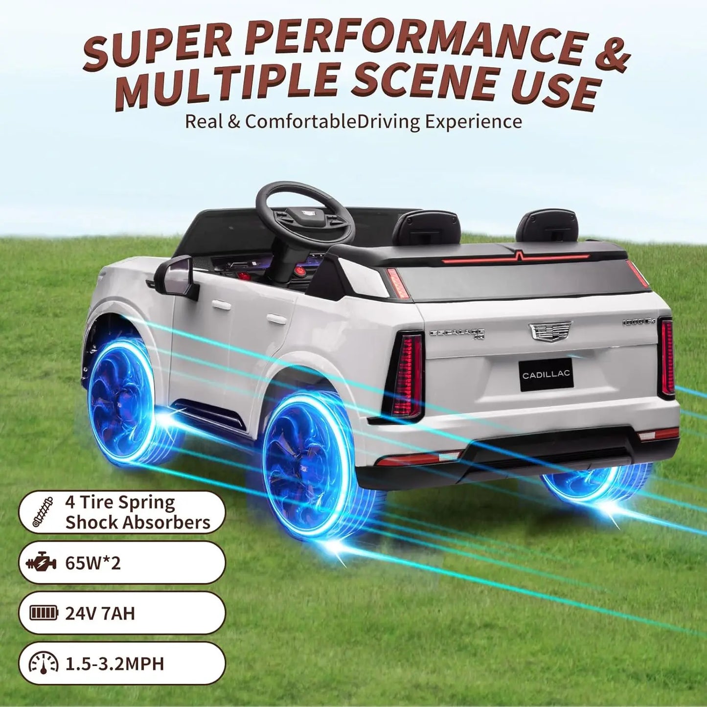 24V Ride On Car With Remote Control 2 Seater Led Lights