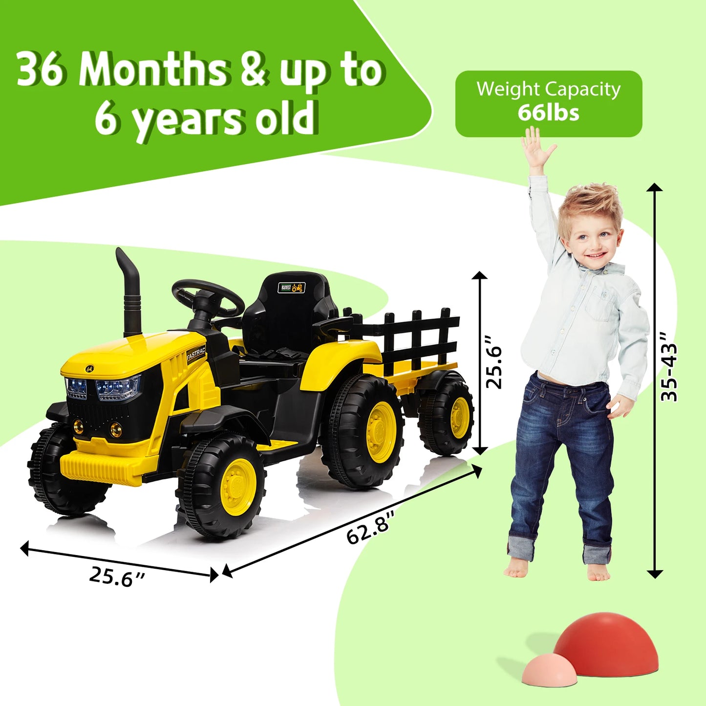Kids Ride On Tractor 12V Remote Control Bluetooth USB