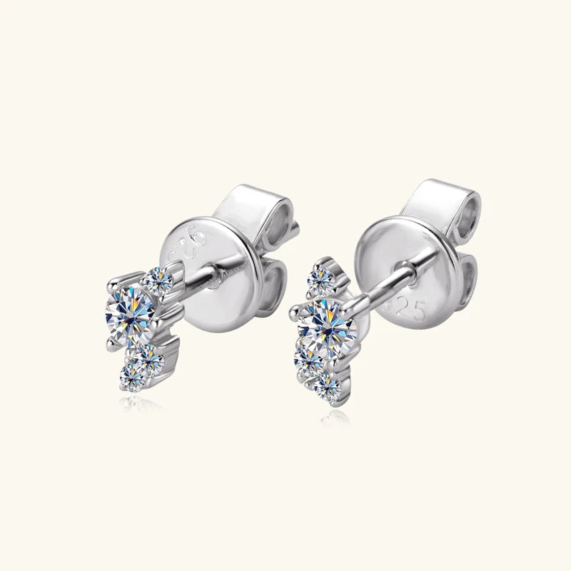 OXTAO 925 Silver Moissanite D Color Mini MoissaniteStud Earrings