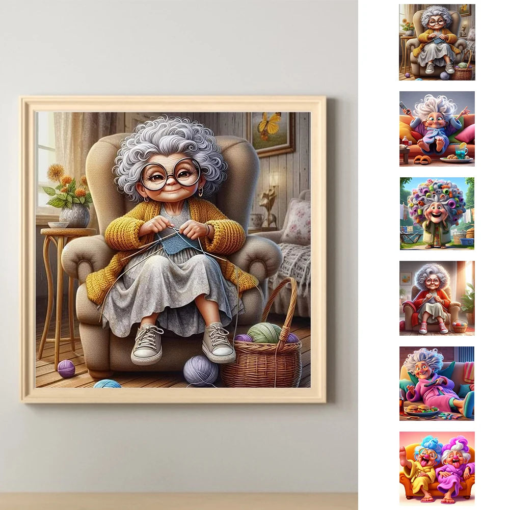 5D DIY Full Round Diamond Painting Grandma Kit Home Decor
