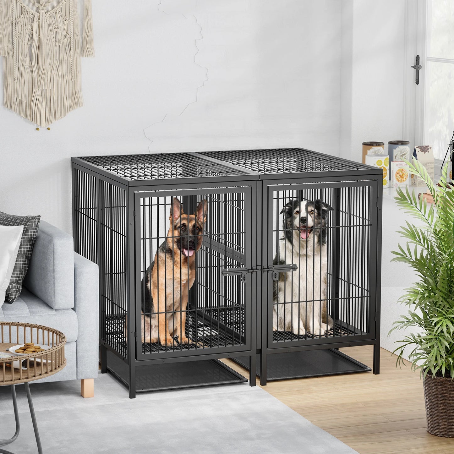 Heavy Duty 52 Inch Extra Large Metal Dog Crate With Removable Divider