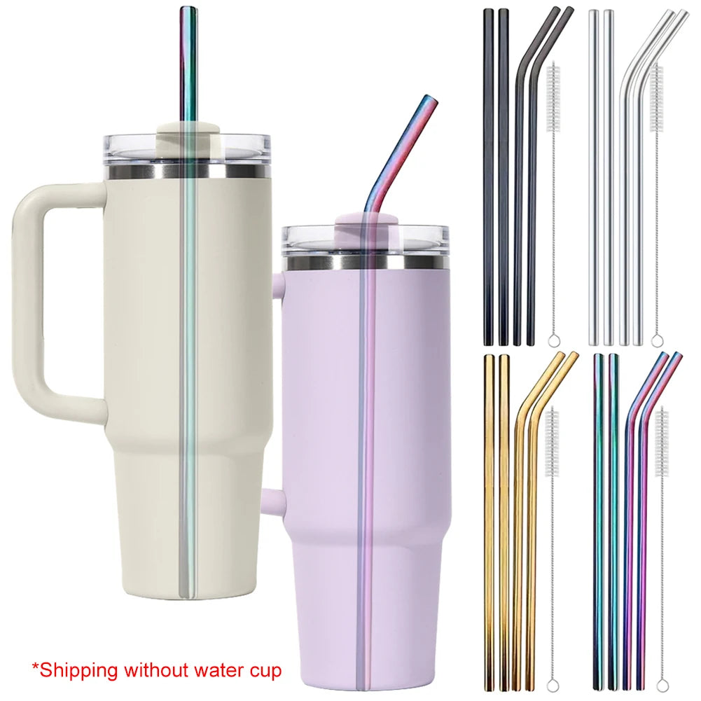 Stainless Steel Straws 4 Pack For Stanley Cleaning Brush