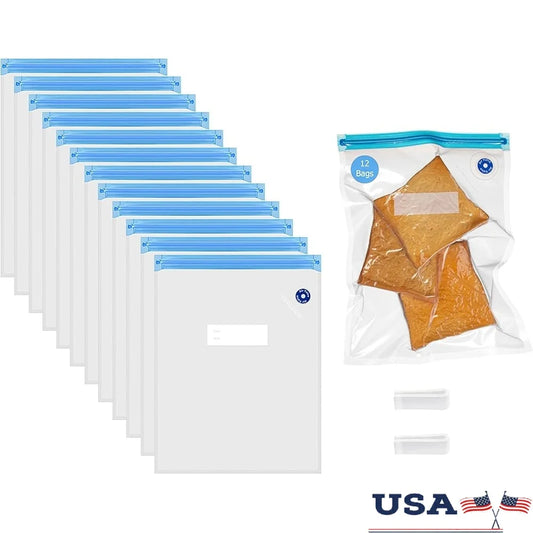 Set of 12 Reusable Airtight Food Storage Bags Long Term