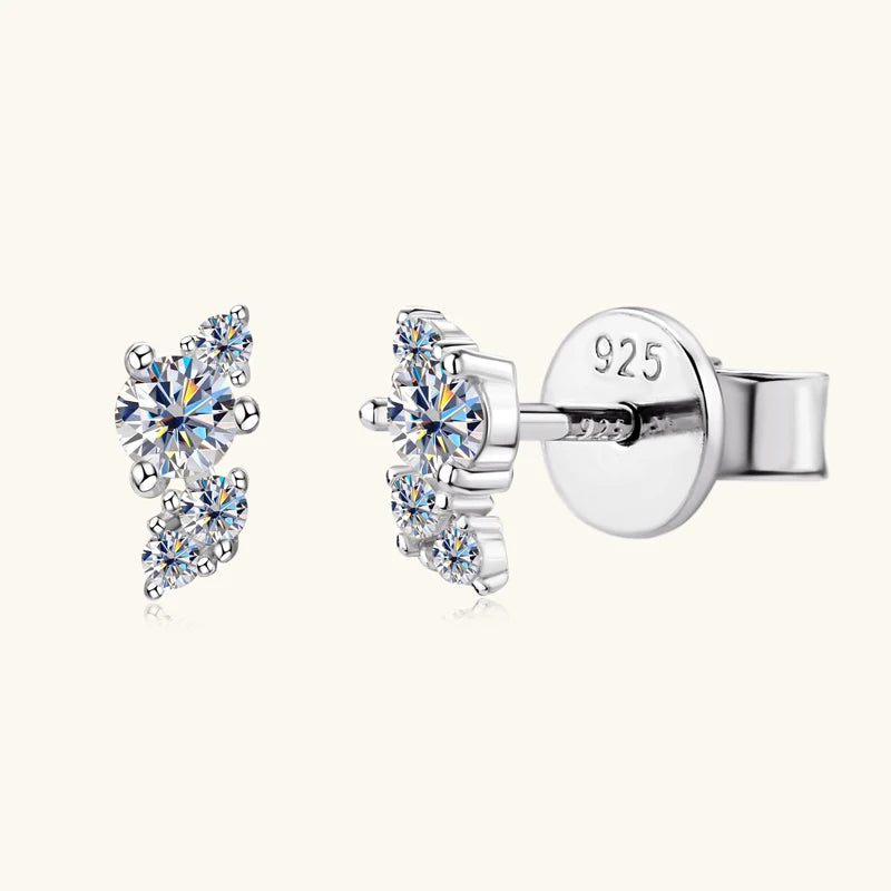 OXTAO 925 Silver Moissanite D Color Mini MoissaniteStud Earrings