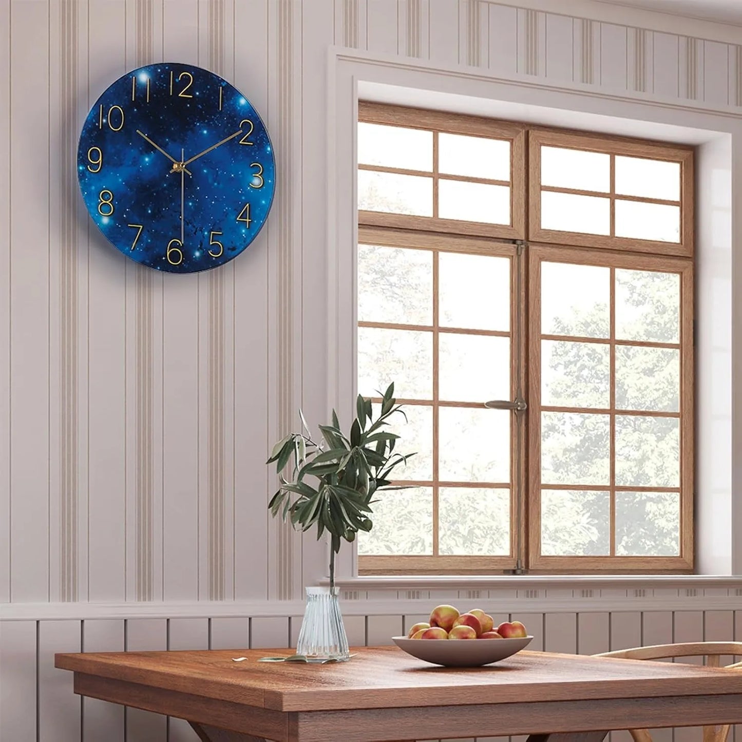 12 Inch Silent Wall Clock Cosmic Galaxy Battery Operated
