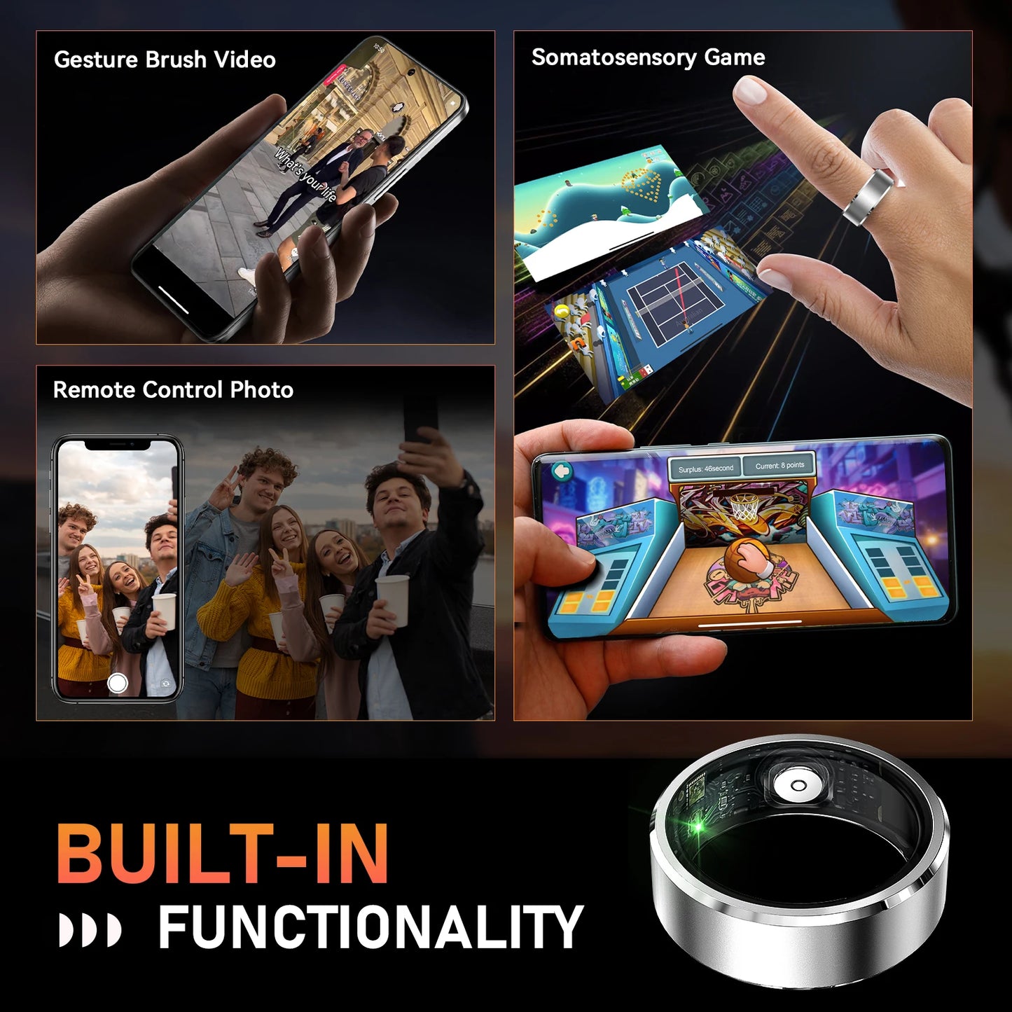 LaNikar 2025 New R5 Smart Ring Blood Oxygen Heart Rate Health Monitor Multi-sport Modes Waterproof Bluetooth 5.1 For Android IOS