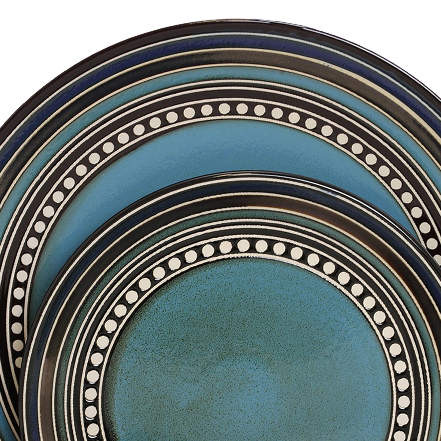 Elite Cafe Versailles 16 Pieces Double Bowl Dinnerware Set-Blue