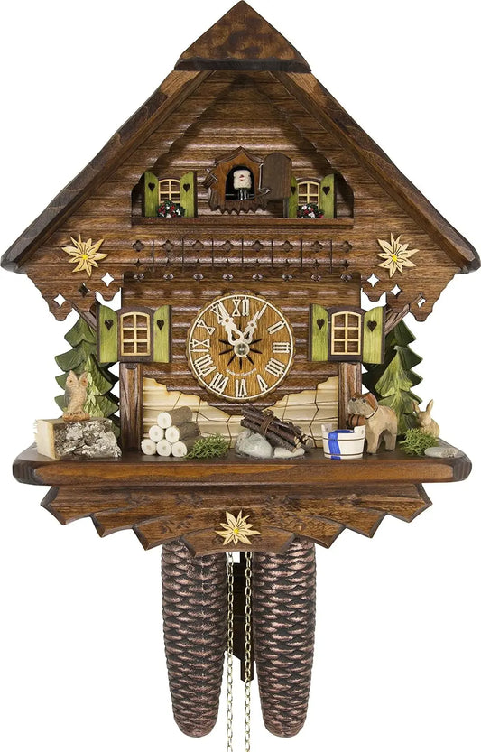 German Cuckoo Clock Black Forest Chalet Eight Day Movement
