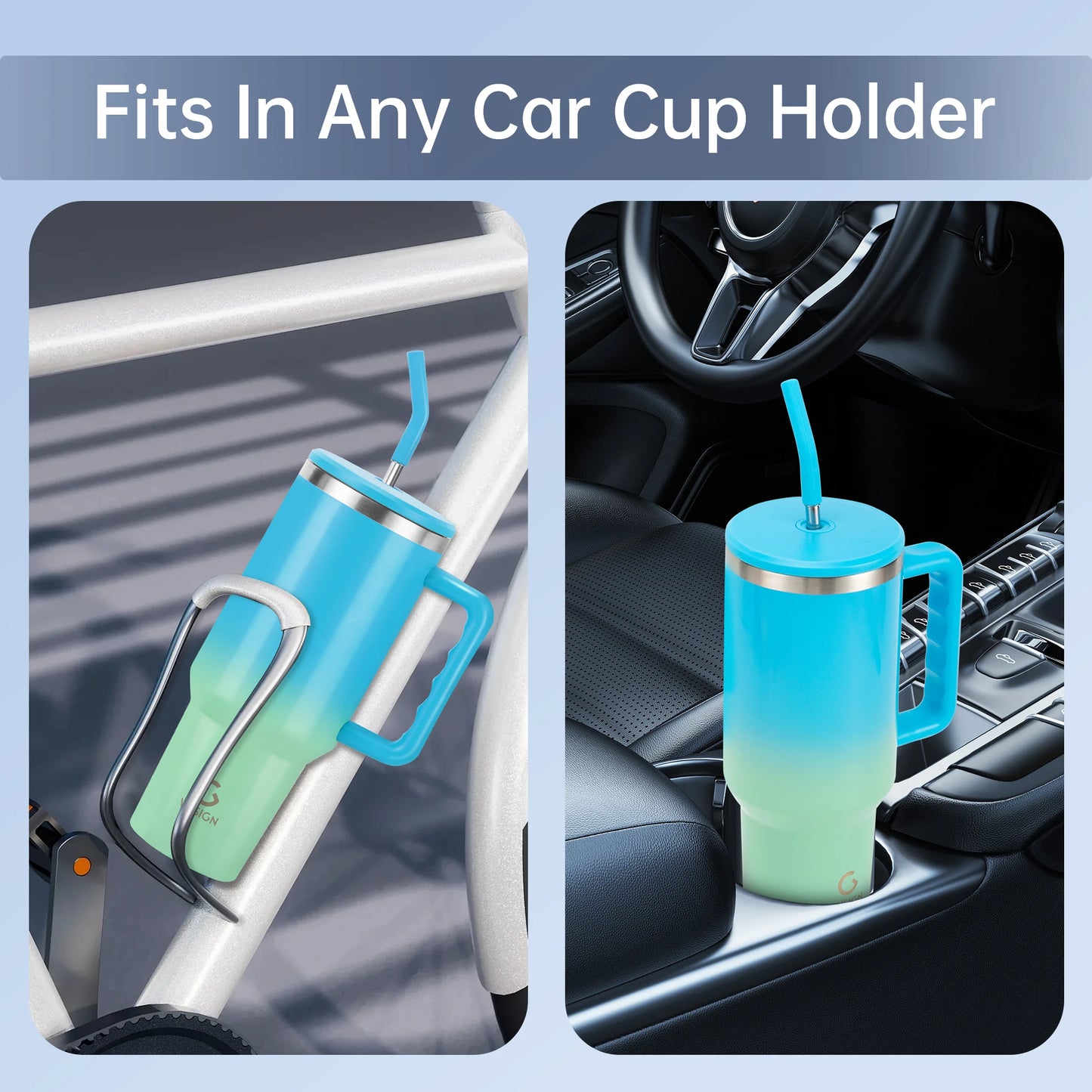Deli 40 oz Blue Insulated Stainless Steel Tumbler