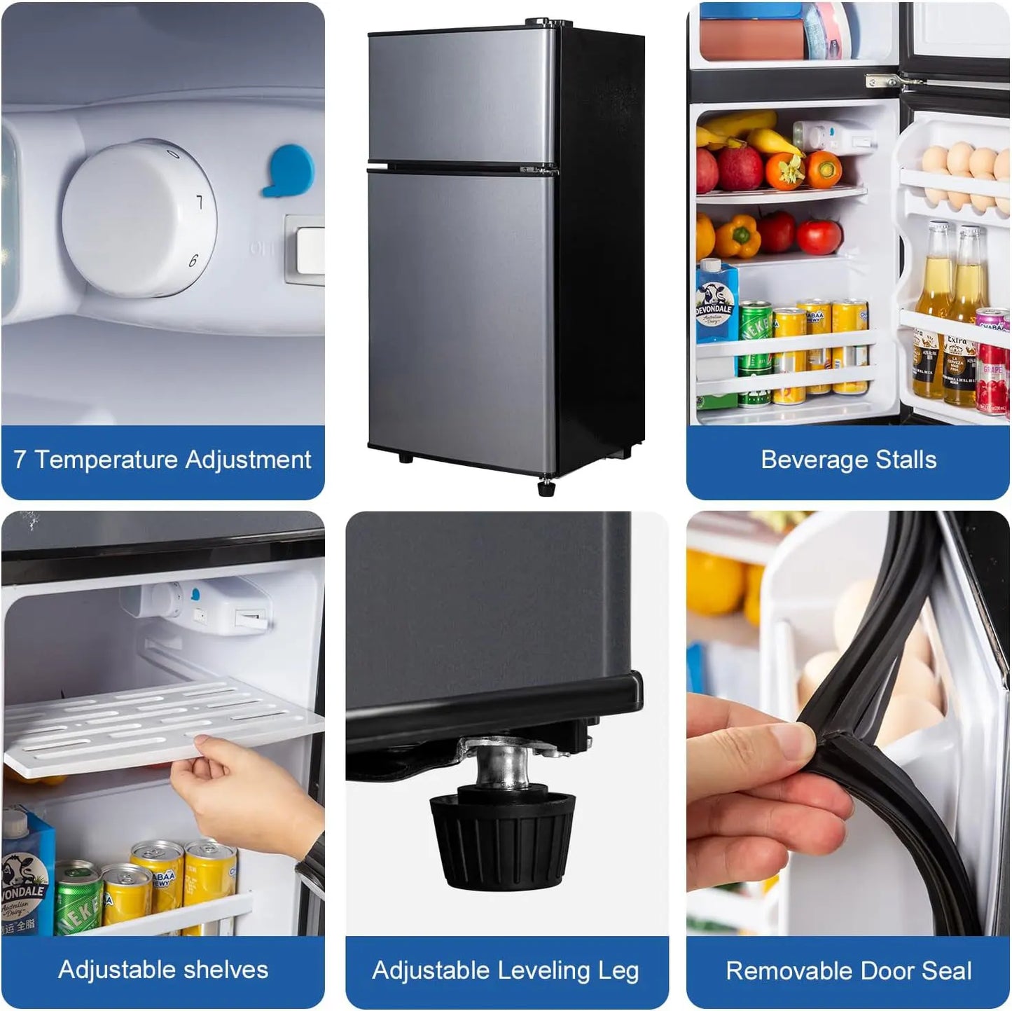 Mini Fridge With Freezer 2.9 Cu Ft Double Door Energy Saving