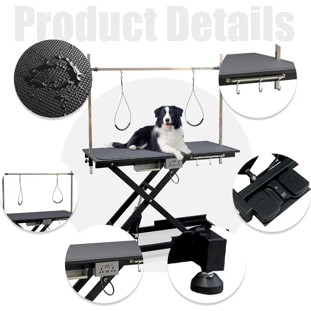 49.6 Inch Dog Grooming Table With Adjustable Arms Noose